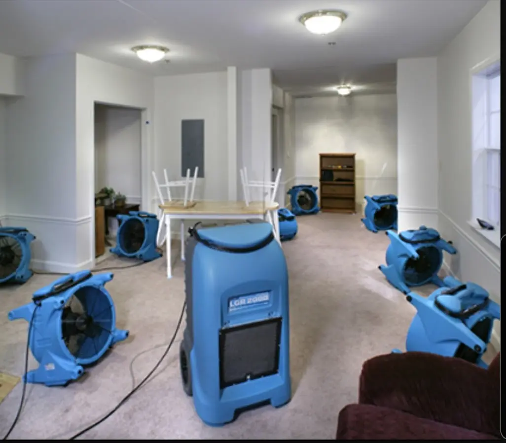 Air movers and dehumidifier setup for Water Extraction & Removal in Johnson Lane